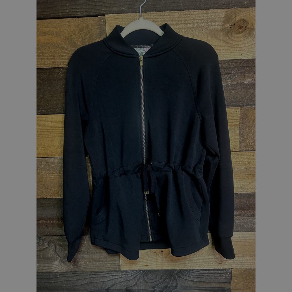 TOMMY BAHAMA Women’s Black Palm Voyage Zip Up Jacket Size S EUC